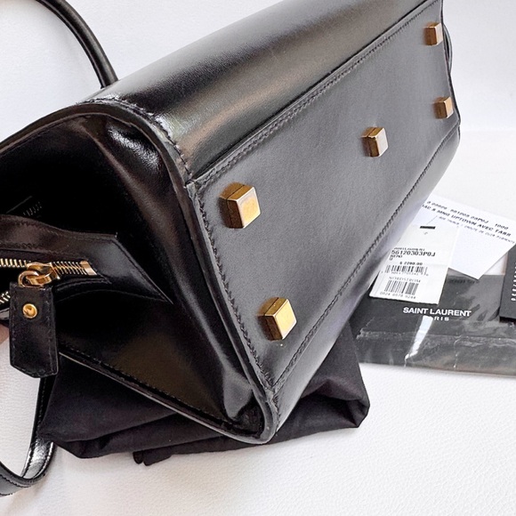 SOLD❤️Saint Laurent YSL Uptown Small Black Monogram Top Handle Bag + Clutch - Picture 11 of 16
